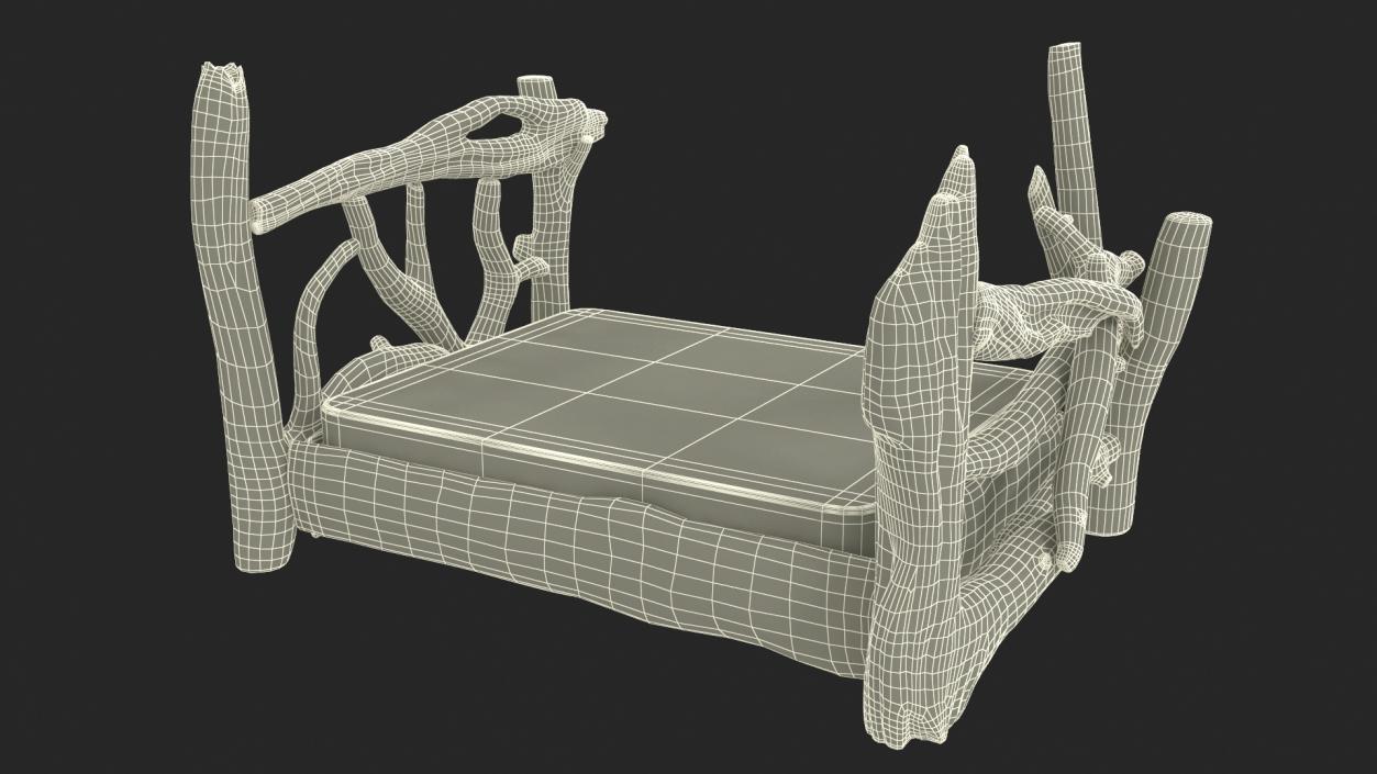 Log Rustic Snag Bed 3D model