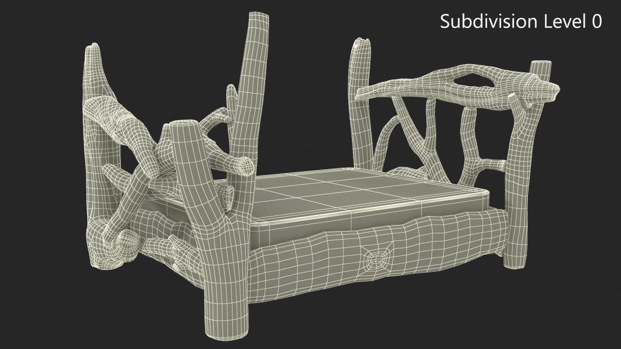 Log Rustic Snag Bed 3D model