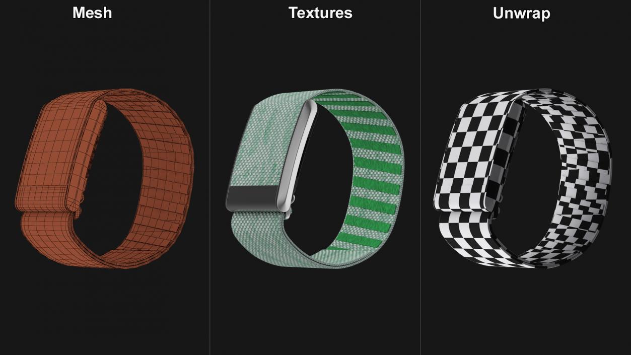 3D model Fitness Band Green Rigged