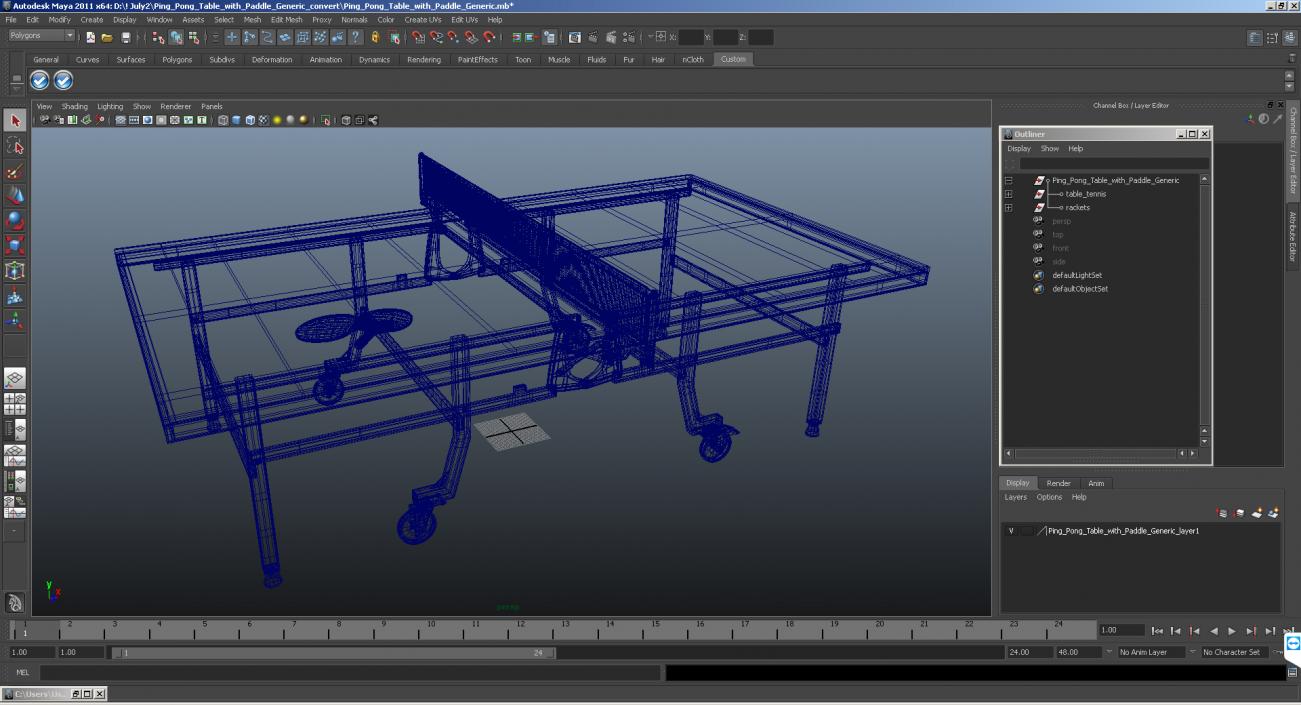 3D model Ping Pong Table with Paddle Generic