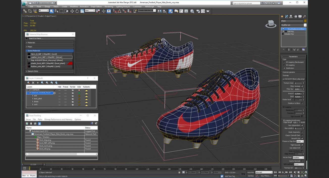 3D model American Football Player Nike Boots