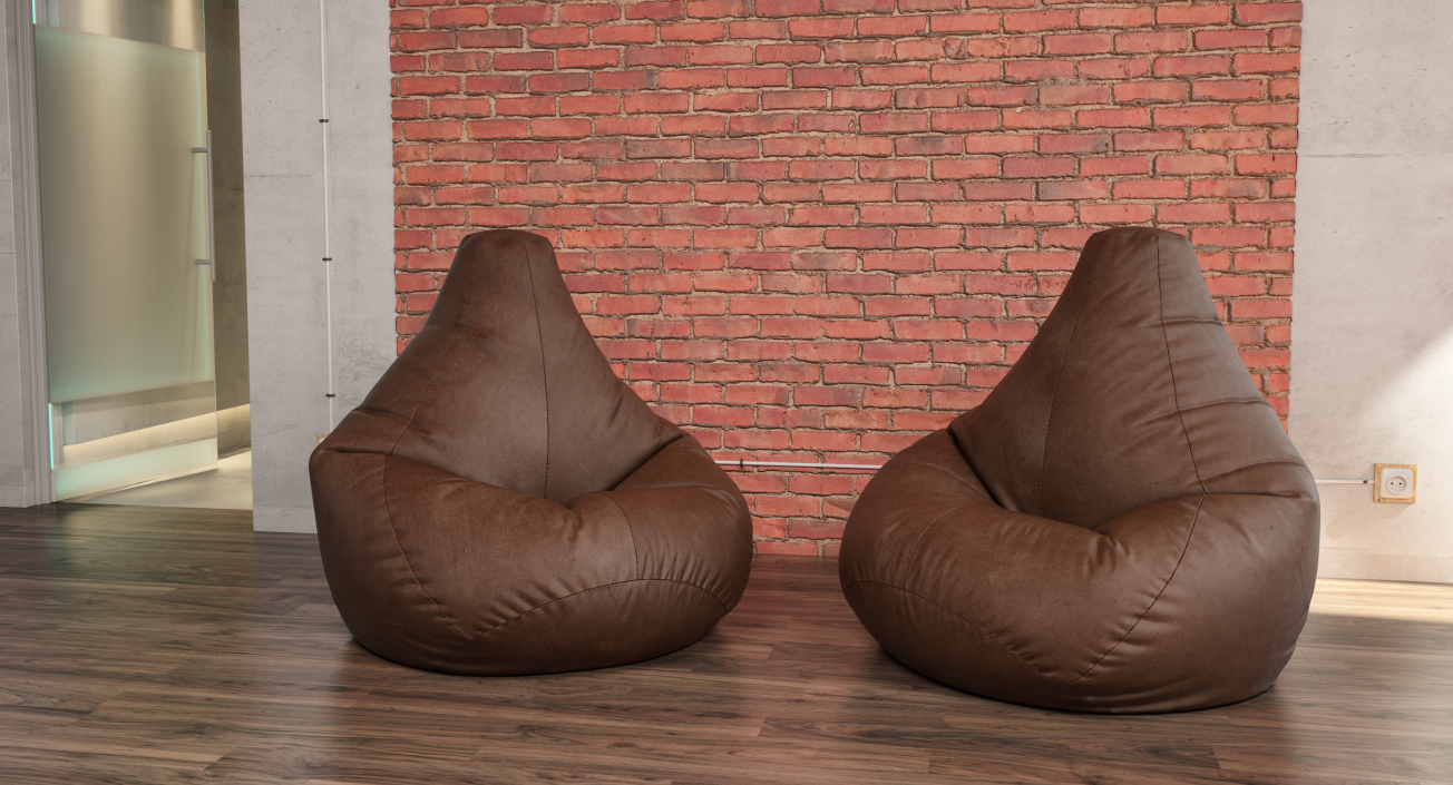 Leather Bean Bag Chair 3D