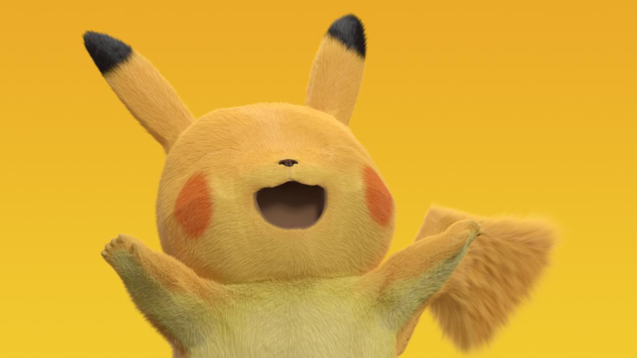 Happy Pikachu Character Fur 3D