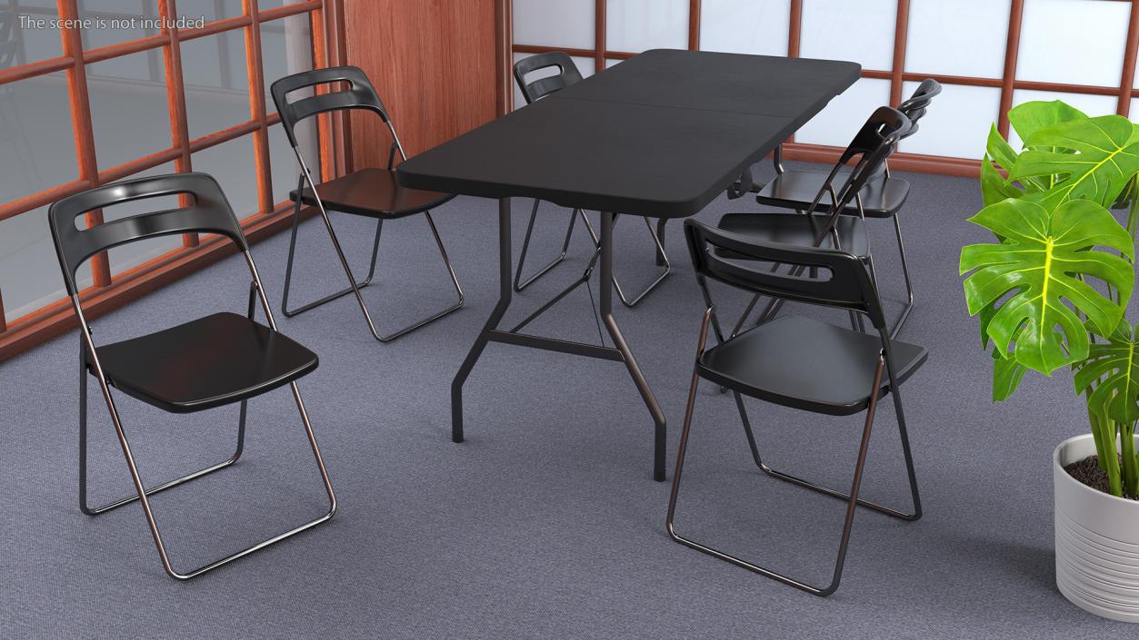 3D model Folding Plastic Furniture Black Set