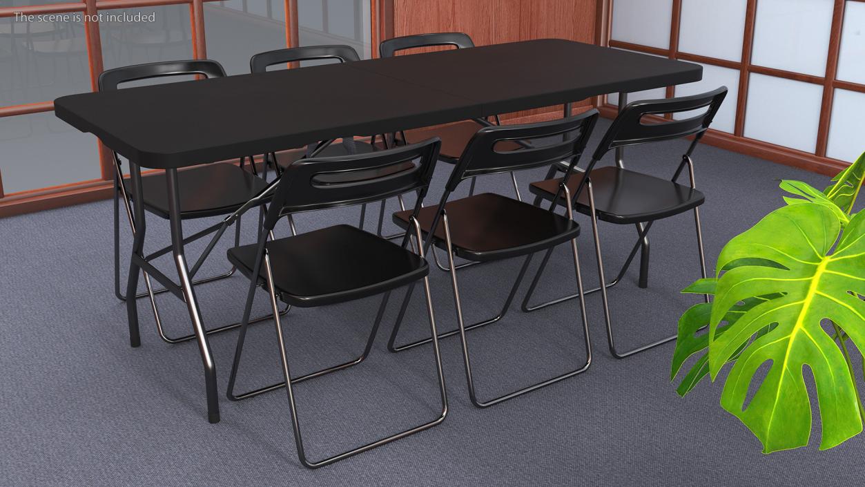 3D model Folding Plastic Furniture Black Set