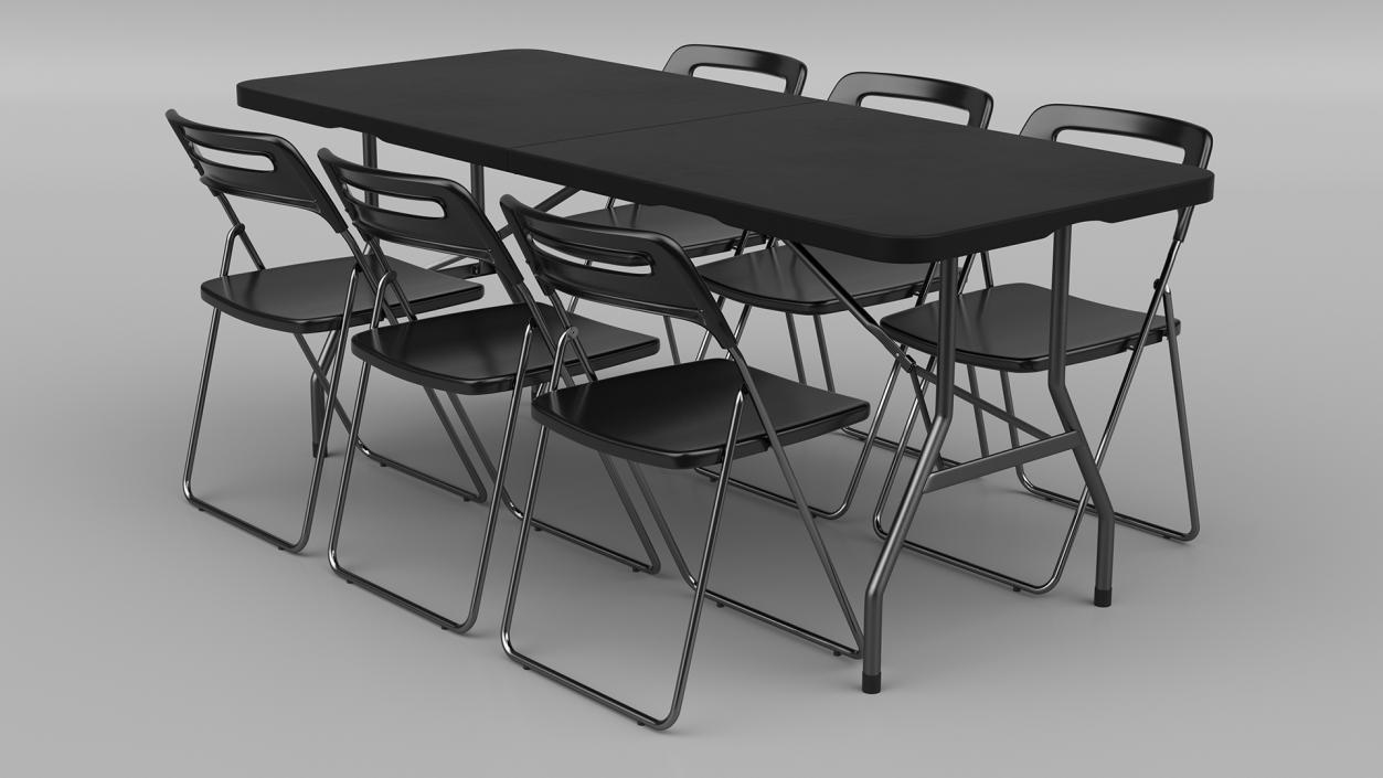 3D model Folding Plastic Furniture Black Set