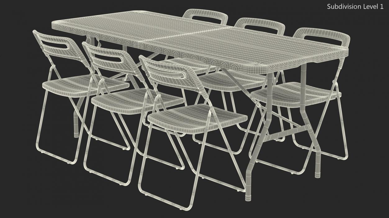 3D model Folding Plastic Furniture Black Set