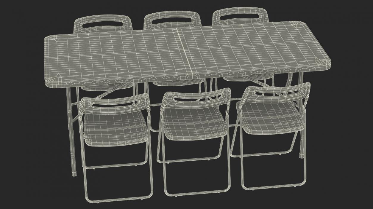 3D model Folding Plastic Furniture Black Set