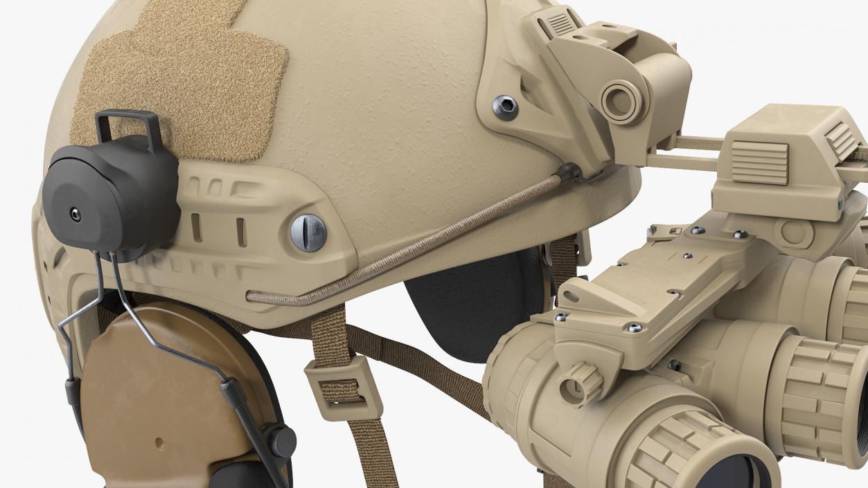 Tactical Helmet Sand Camo with Fur 3D model