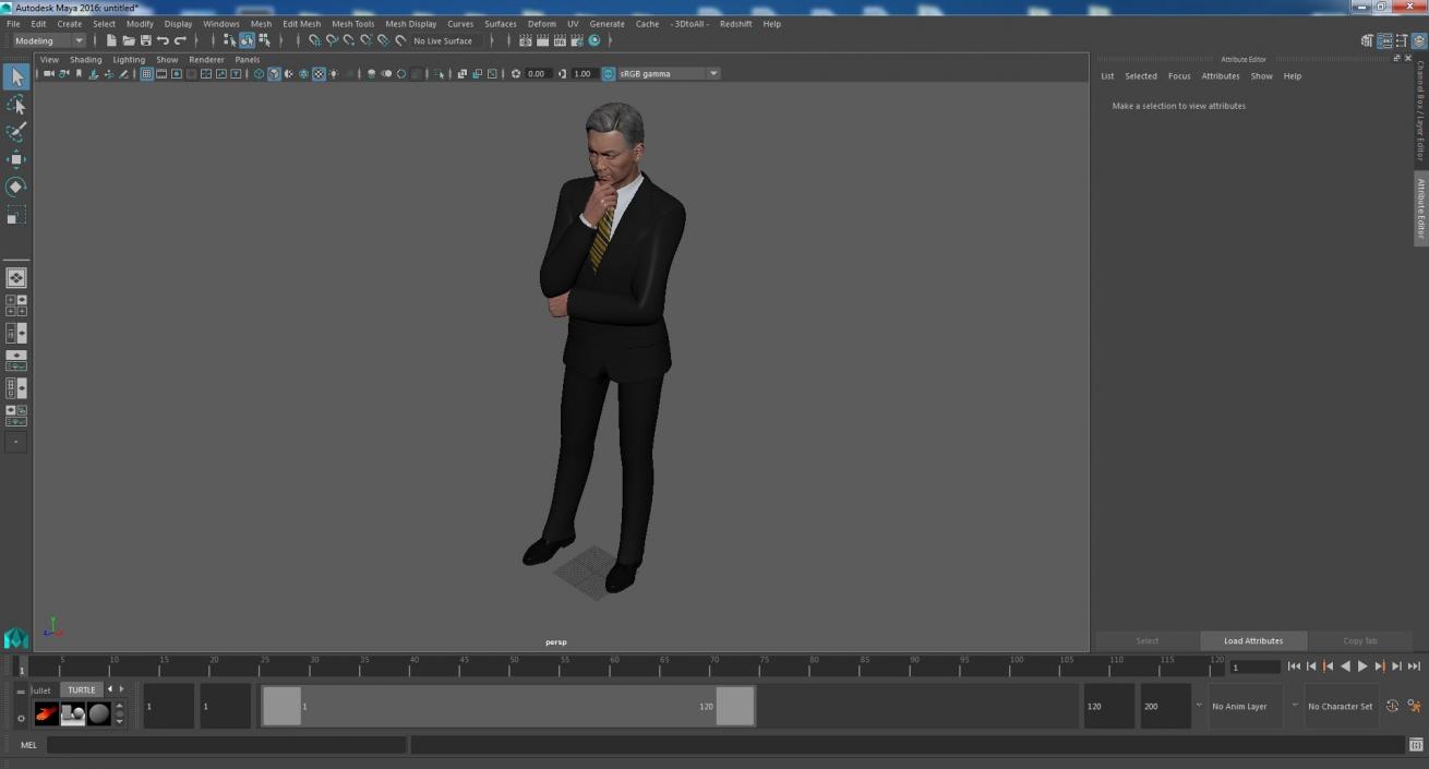 Korean Old Aged Man in Suit 3D