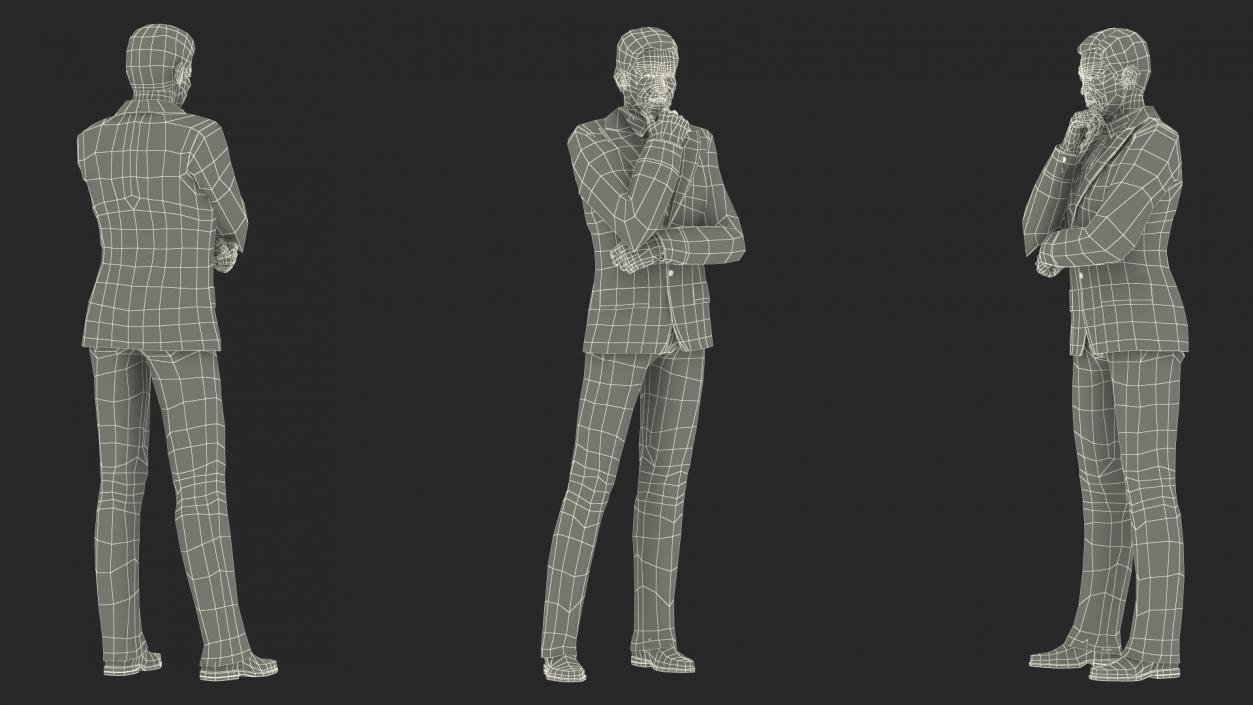 Korean Old Aged Man in Suit 3D