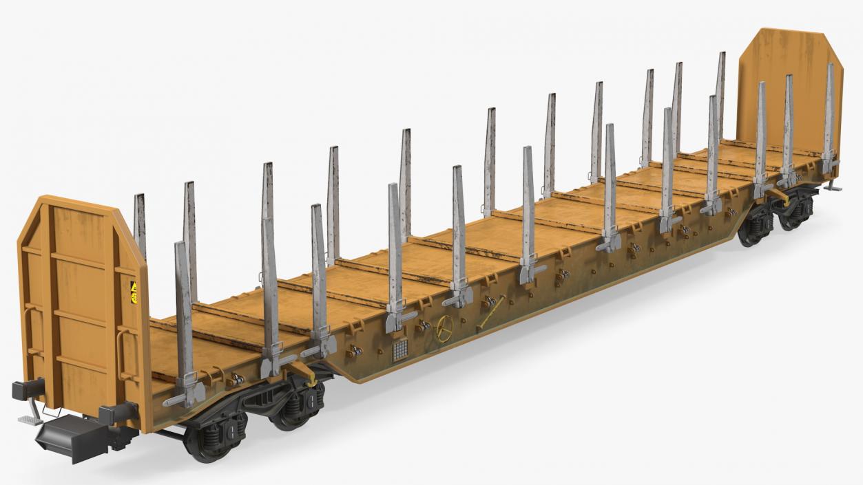 Four Axled Stake Wagon Empty Dirty 3D model