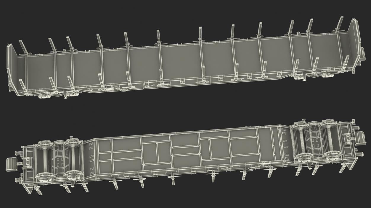 Four Axled Stake Wagon Empty Dirty 3D model