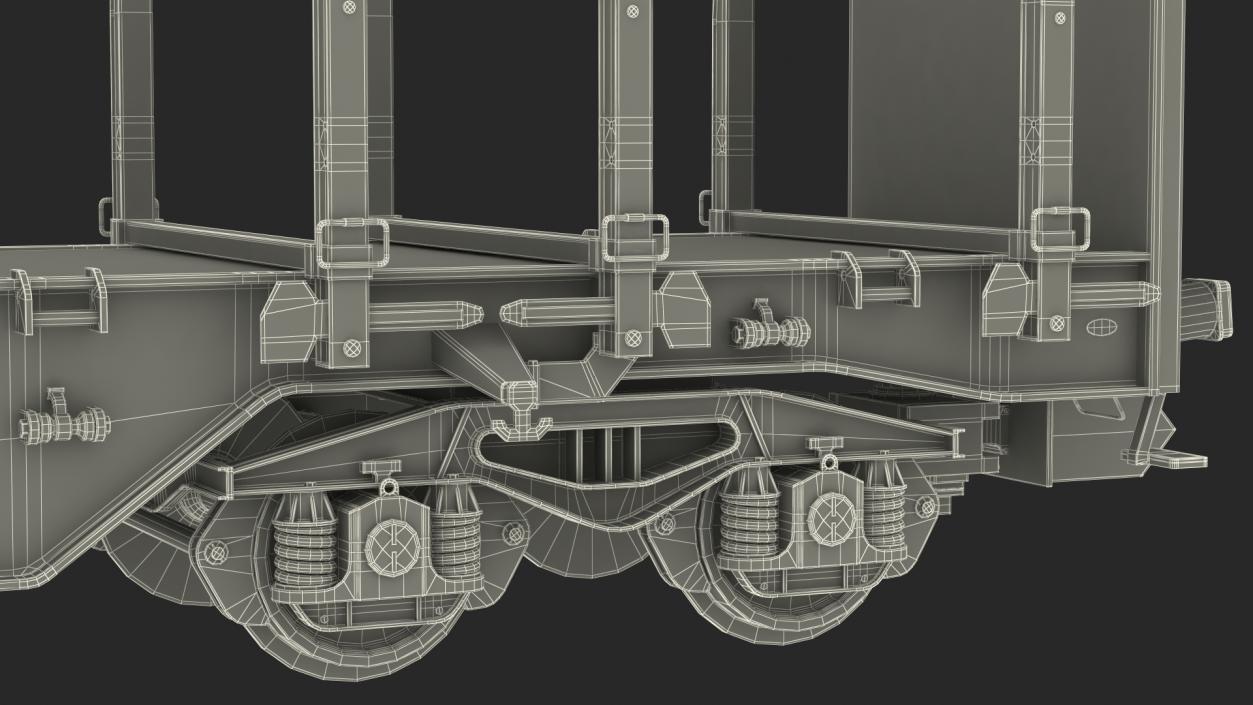 Four Axled Stake Wagon Empty Dirty 3D model