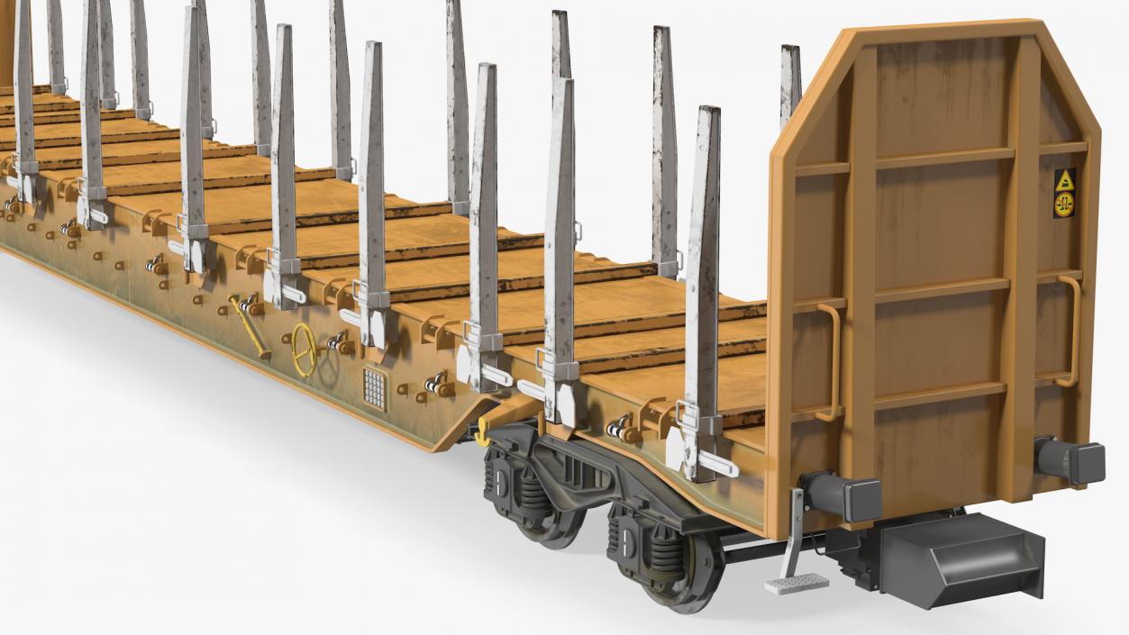 Four Axled Stake Wagon Empty Dirty 3D model