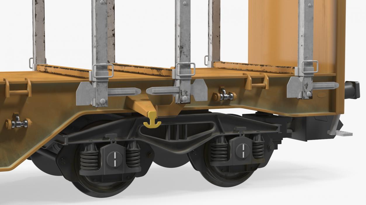 Four Axled Stake Wagon Empty Dirty 3D model