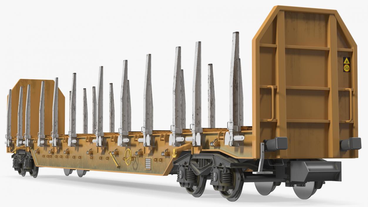 Four Axled Stake Wagon Empty Dirty 3D model