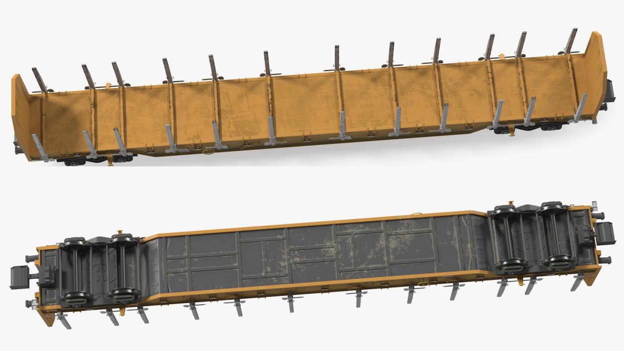 Four Axled Stake Wagon Empty Dirty 3D model