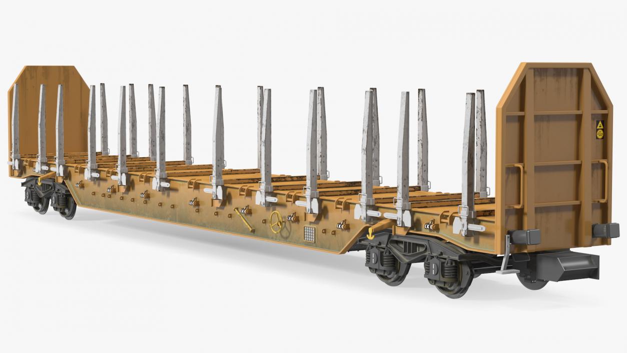 Four Axled Stake Wagon Empty Dirty 3D model