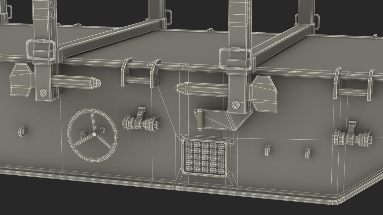 Four Axled Stake Wagon Empty Dirty 3D model