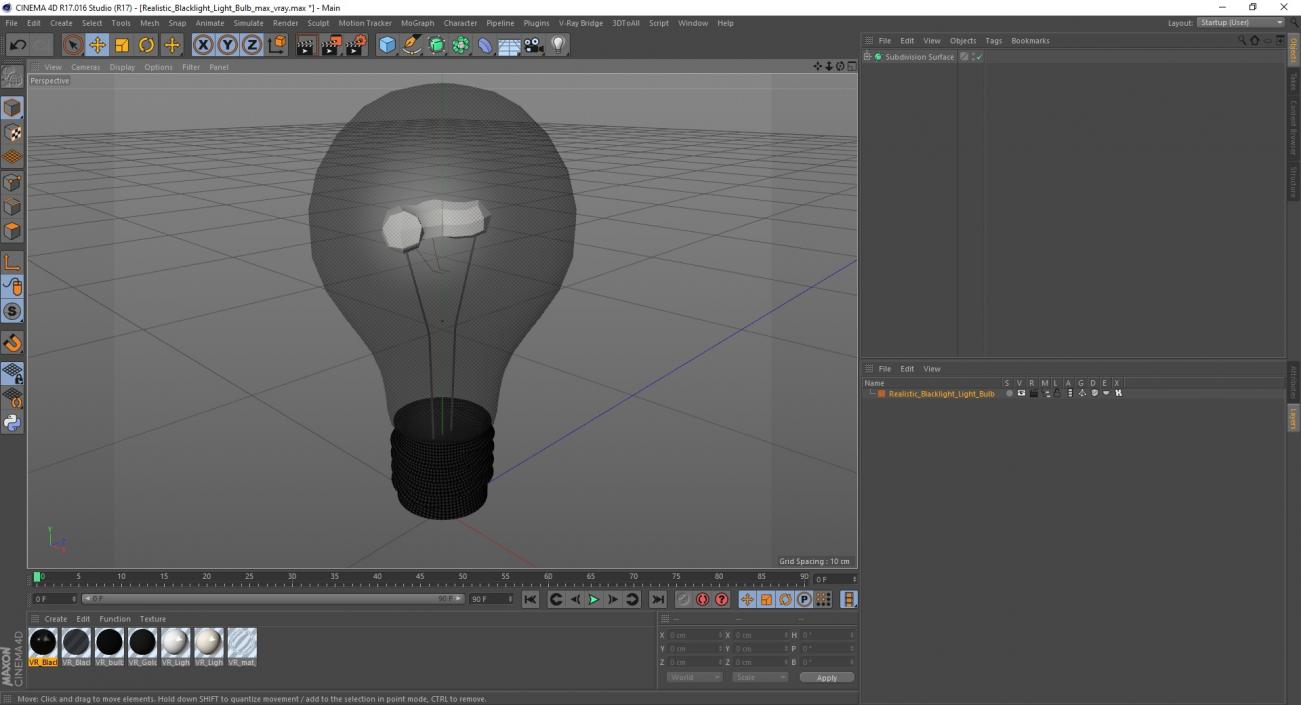 3D Realistic Blacklight Light Bulb