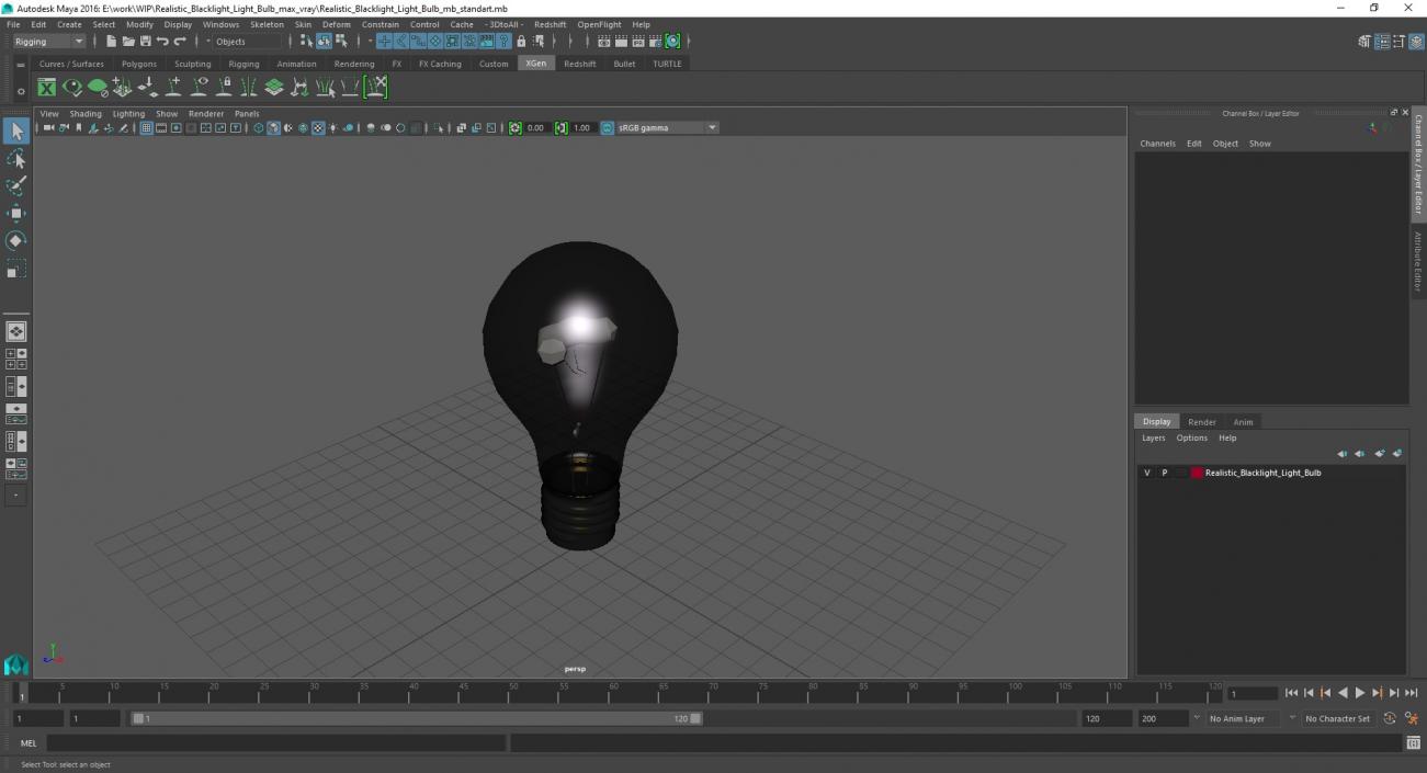 3D Realistic Blacklight Light Bulb