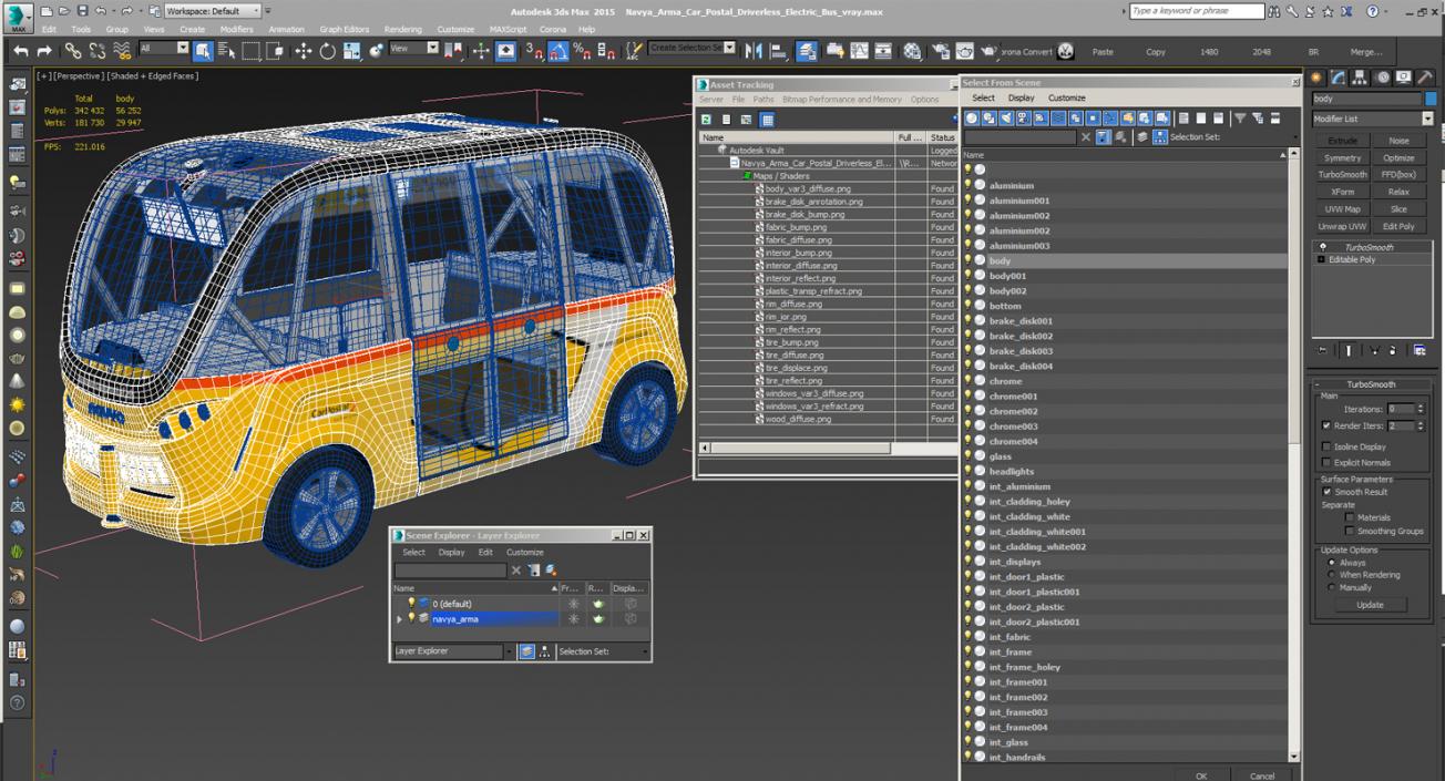 3D model Navya Arma Car Postal Driverless Electric Bus