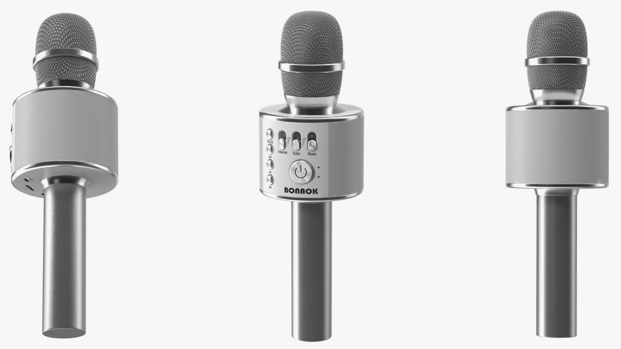 3D model Wireless Microphone Bonaok for Karaoke Silver