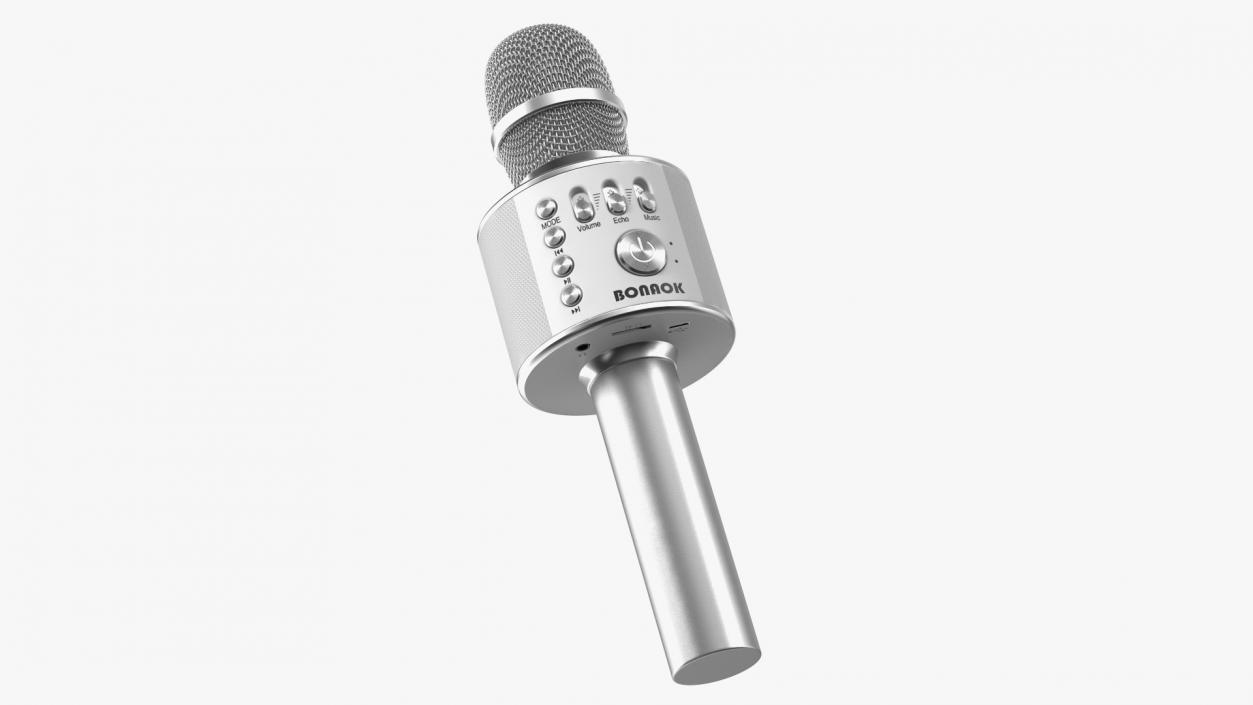 3D model Wireless Microphone Bonaok for Karaoke Silver