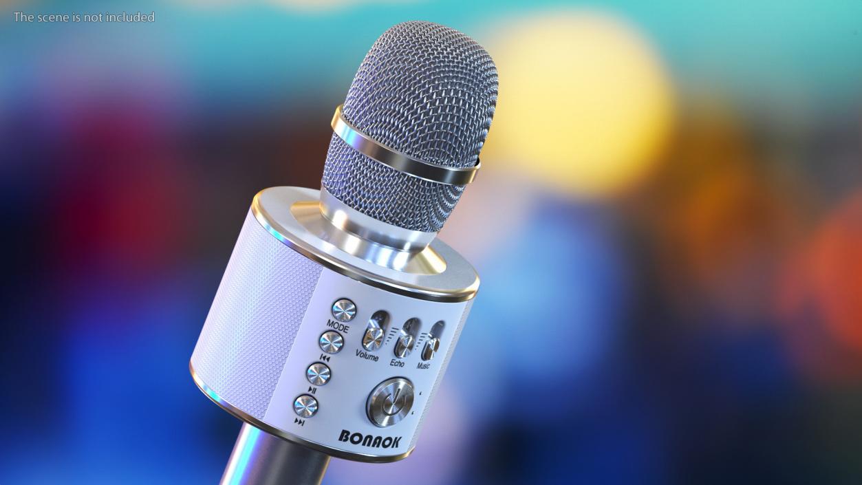 3D model Wireless Microphone Bonaok for Karaoke Silver