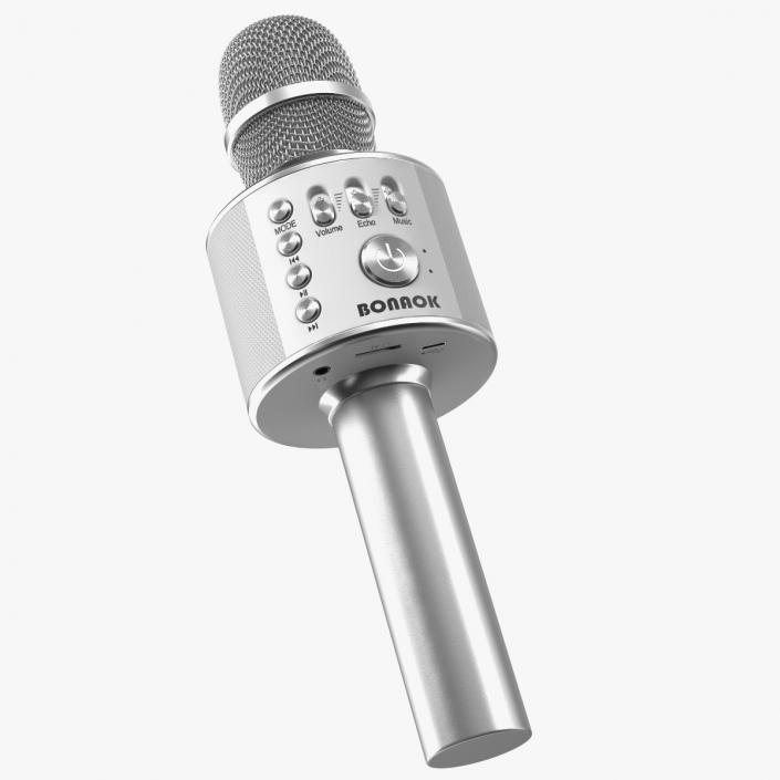 3D model Wireless Microphone Bonaok for Karaoke Silver