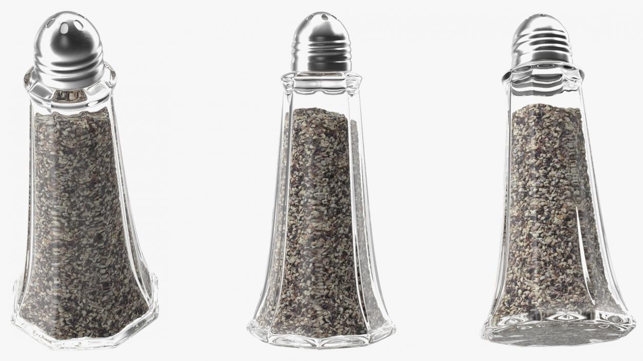 Tall Glass Body Pepper Shaker 3D model