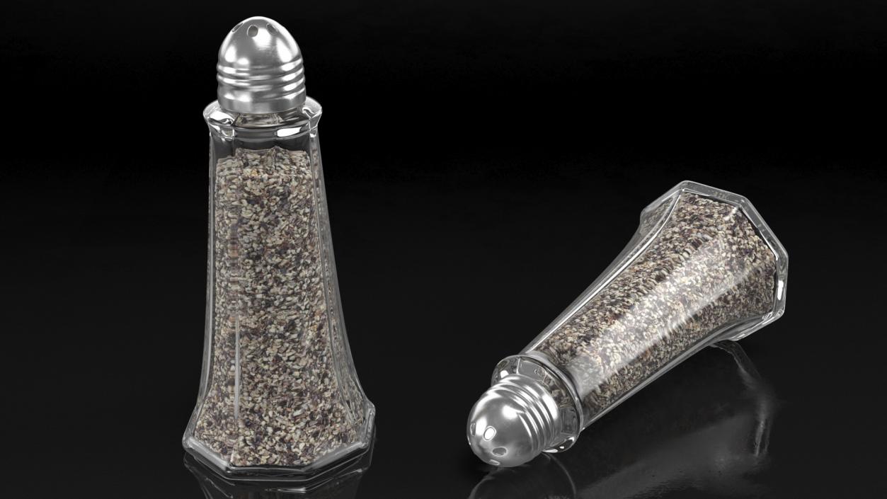 Tall Glass Body Pepper Shaker 3D model