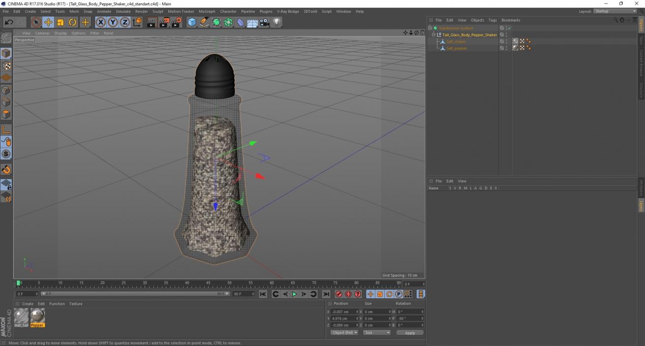 Tall Glass Body Pepper Shaker 3D model