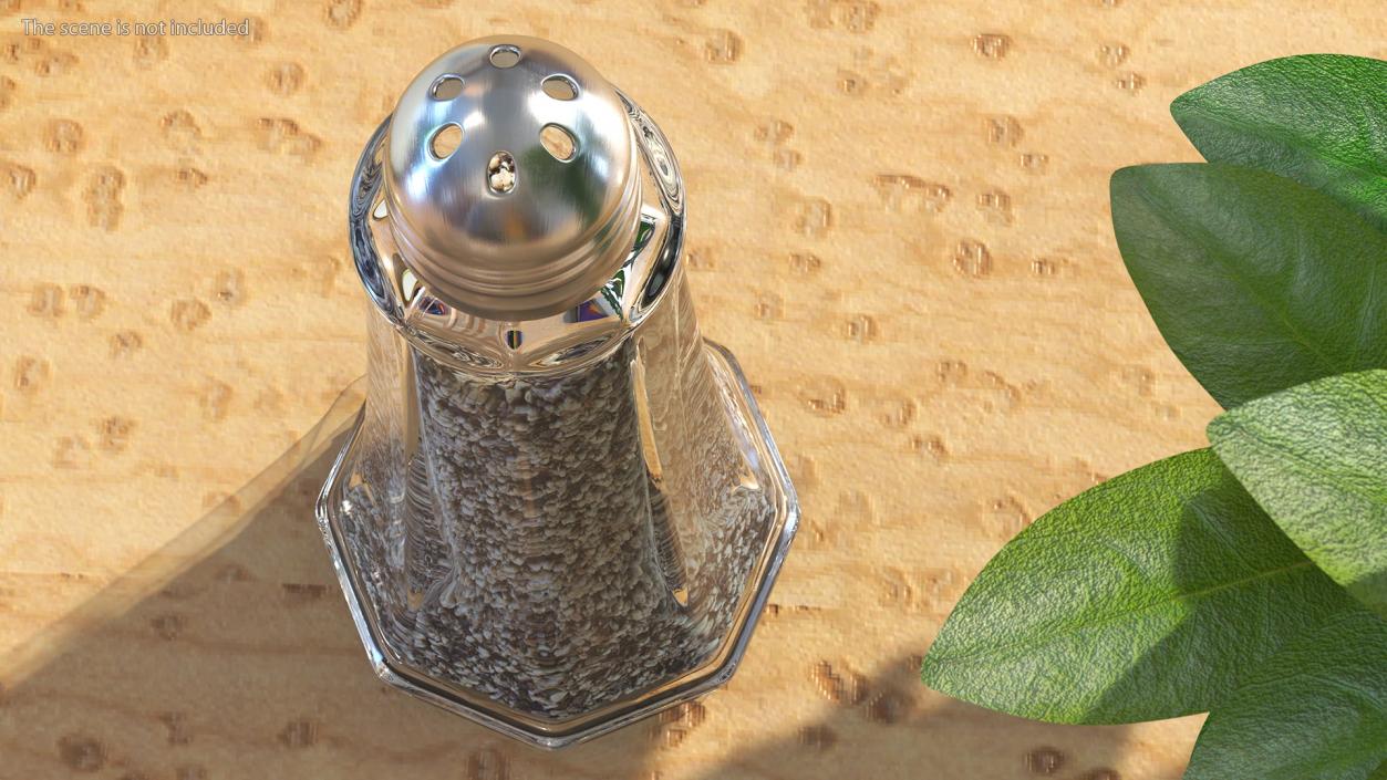 Tall Glass Body Pepper Shaker 3D model