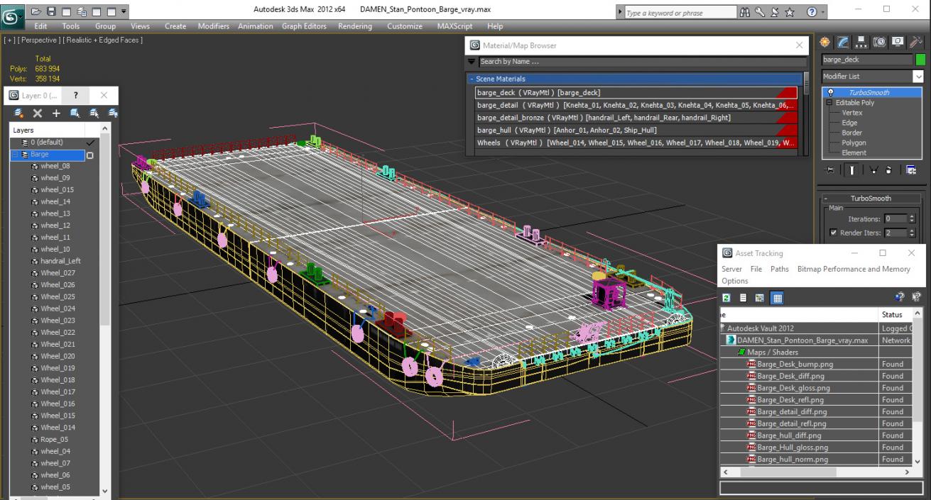 3D Pontoon Barge model