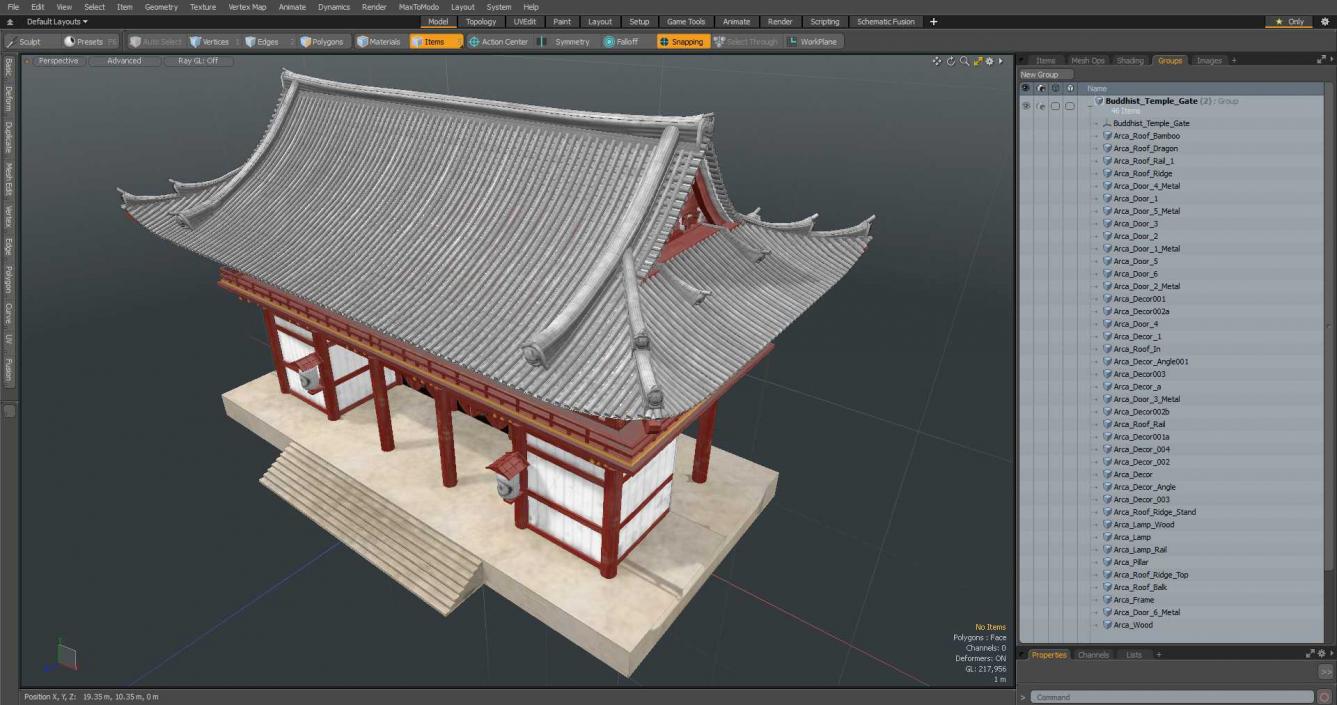 3D model Buddhist Temple Gate