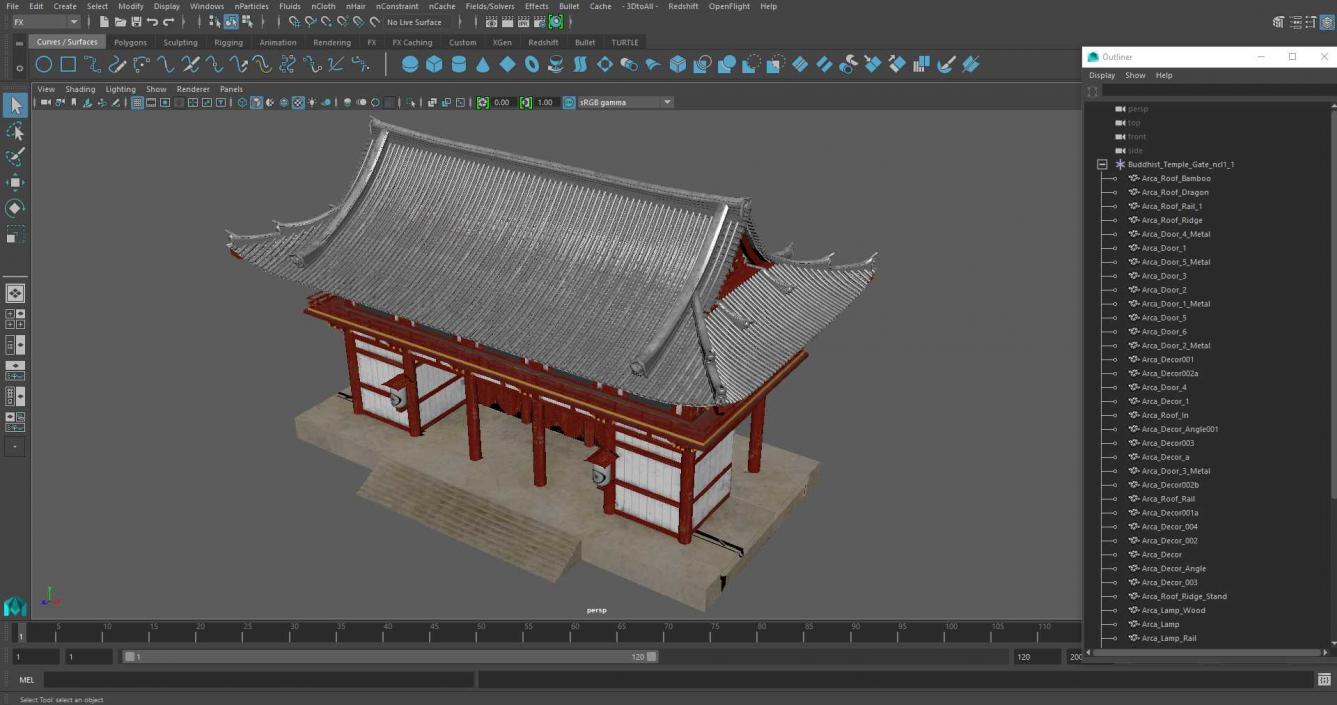 3D model Buddhist Temple Gate