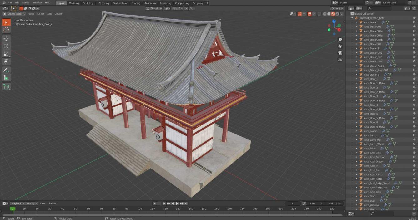 3D model Buddhist Temple Gate