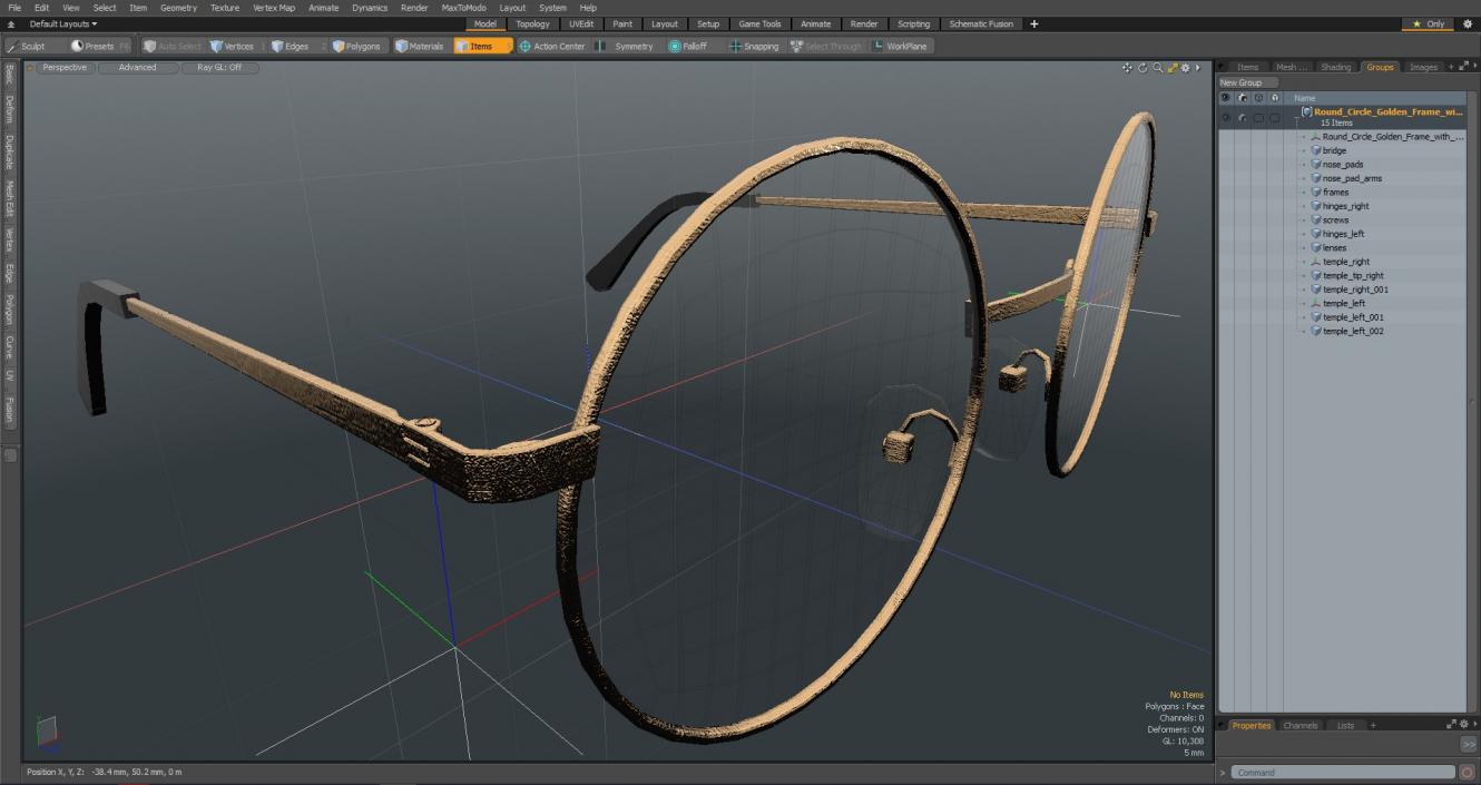 Round Circle Golden Frame with Clear Lens Glasses 3D model