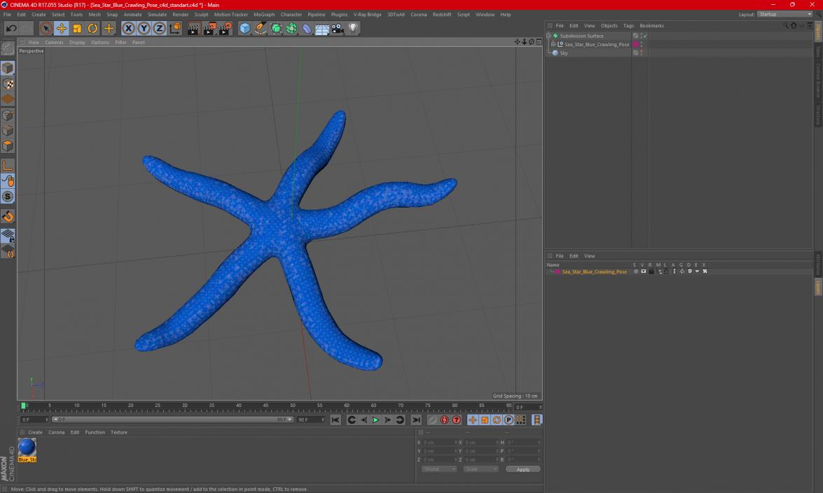 Sea Star Blue Crawling Pose 2 3D model