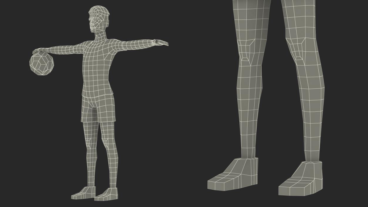 3D Football Player Low Poly Rigged