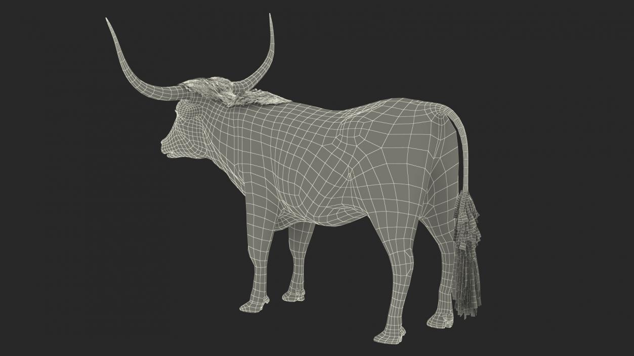 Texas Longhorn Mottled Brown Fur Rigged 3D model