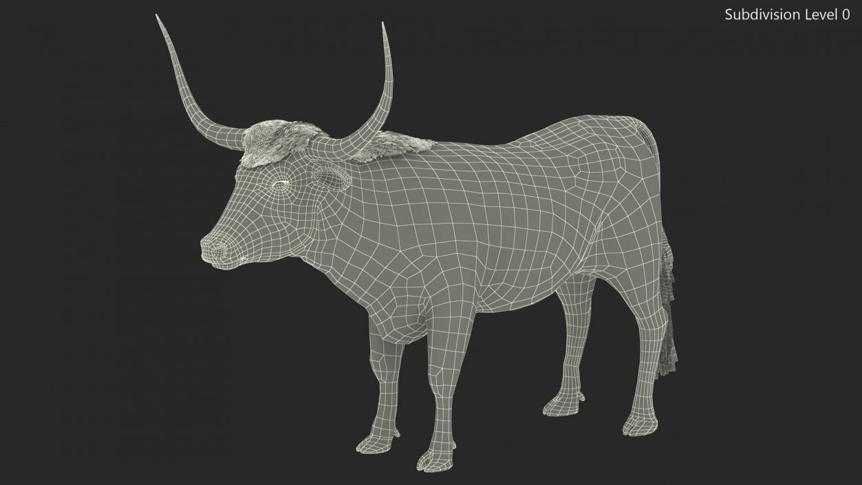 Texas Longhorn Mottled Brown Fur Rigged 3D model