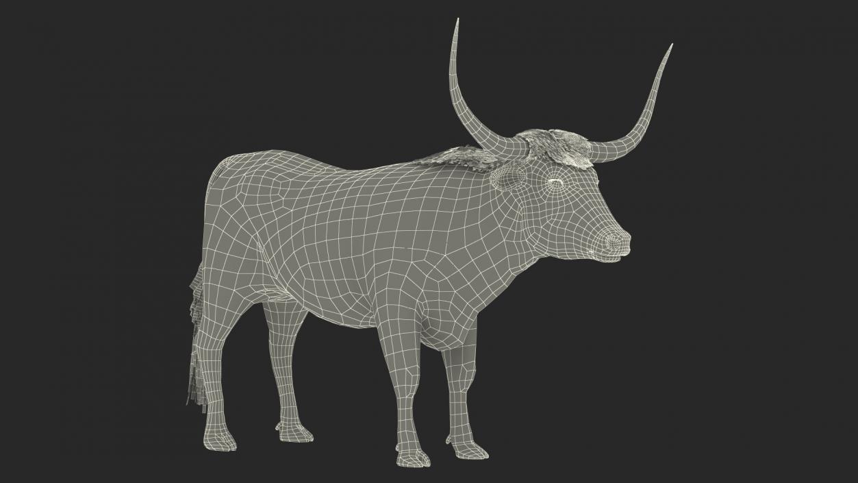 Texas Longhorn Mottled Brown Fur Rigged 3D model