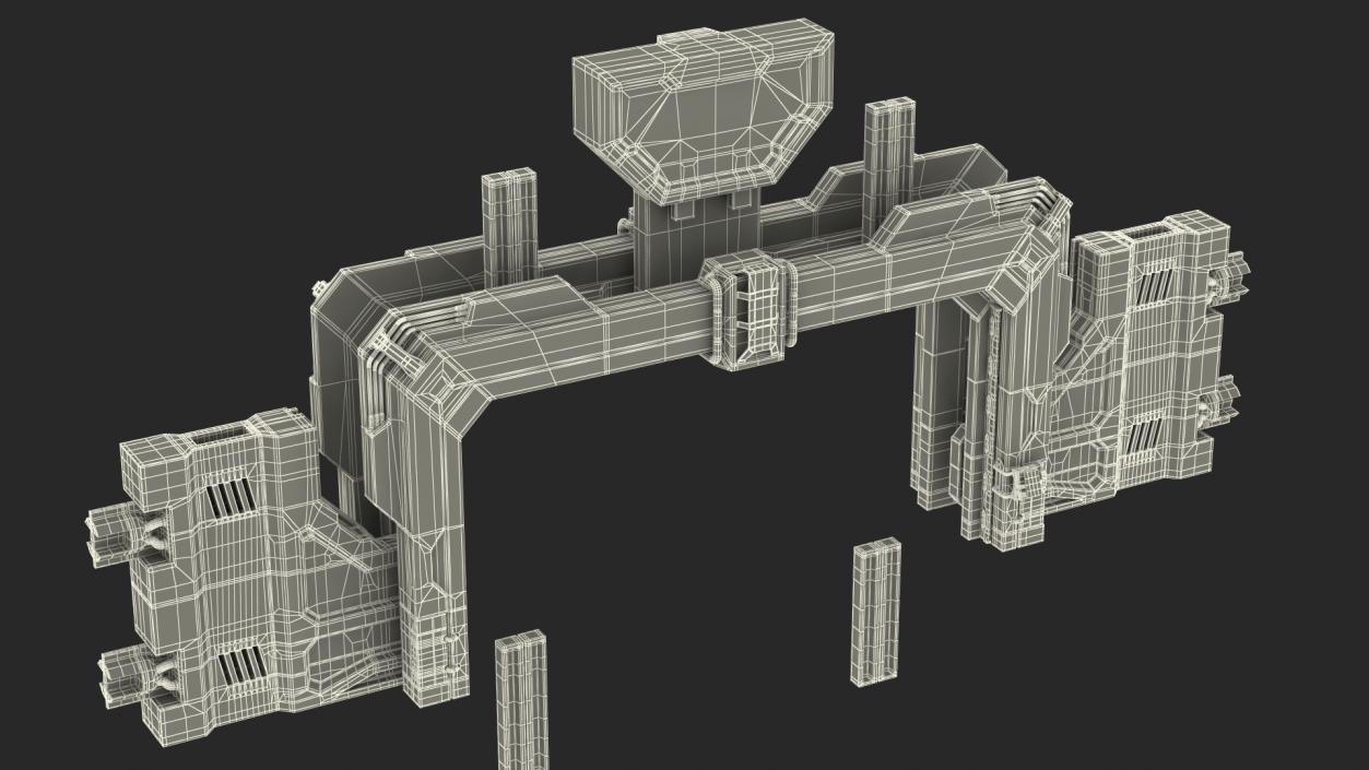 Sci Fi Reinforced Sliding Gate Rigged 3D