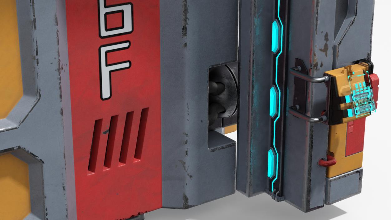 Sci Fi Reinforced Sliding Gate Rigged 3D