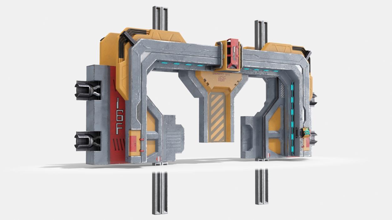 Sci Fi Reinforced Sliding Gate Rigged 3D