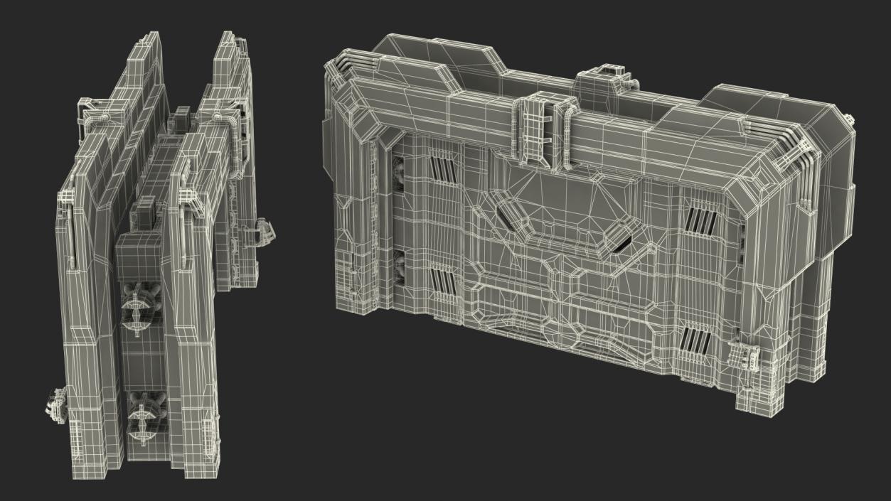 Sci Fi Reinforced Sliding Gate Rigged 3D