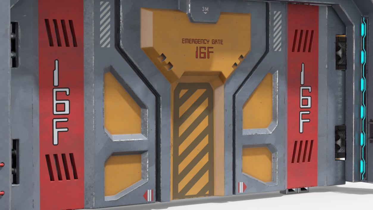 Sci Fi Reinforced Sliding Gate Rigged 3D